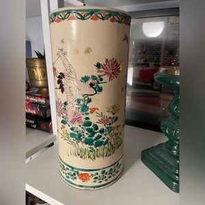 Vintage Satsuma Cylindrical Vase